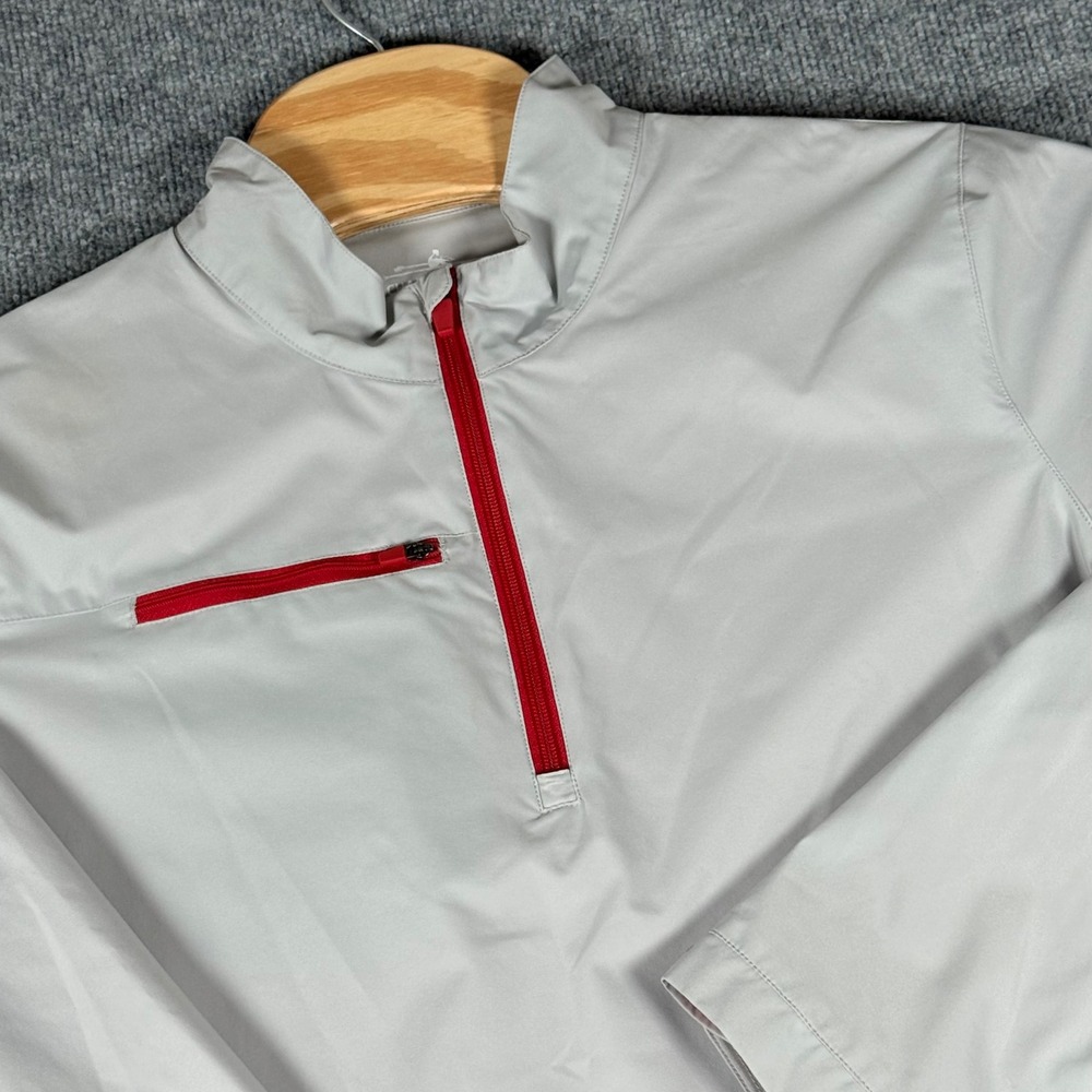 Retro Charles River Apparel Pullover Jacket‎ XL Windbreaker Gray Red Accents